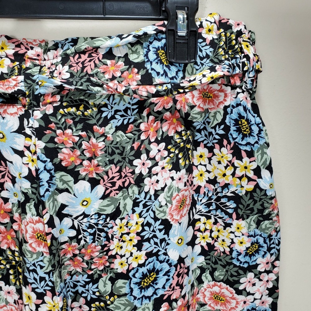 LOFT Floral Paperbag Waist Tie Front Tapered Pants Multi Color Womens Large - Picture 8 of 12